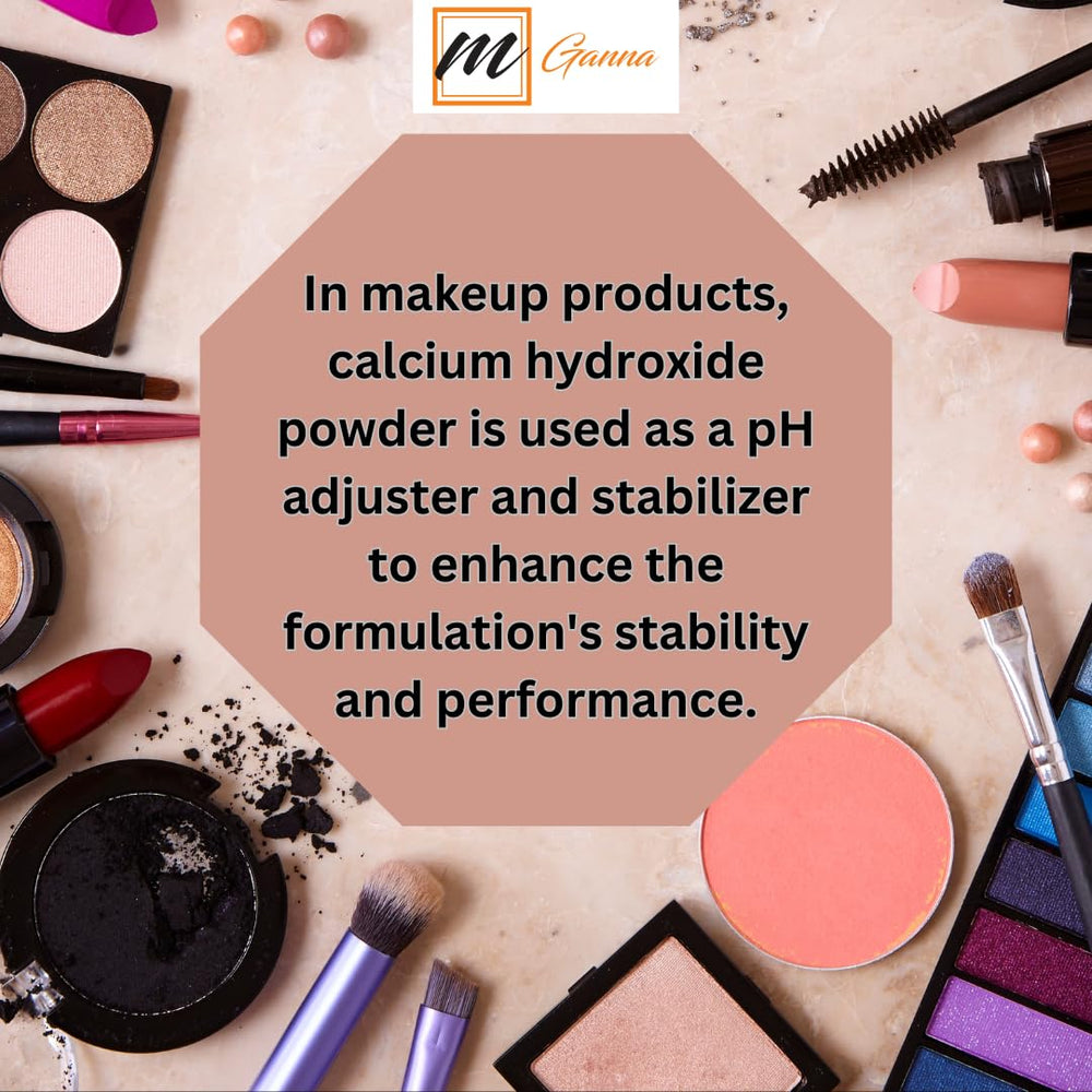 mganna calcium hydroxide powder against a white background for clean ingredient showcase.