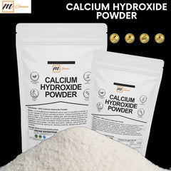 mganna calcium hydroxide powder being poured from a pouch for creams and cleansers.