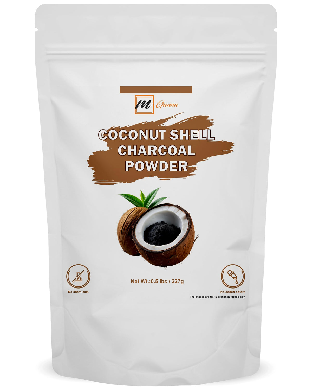 mganna coconut shell charcoal powder for teeth whitening and gentle cleansing