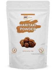 mganna haritaki powder packaging close-up highlighting natural skincare benefits.
