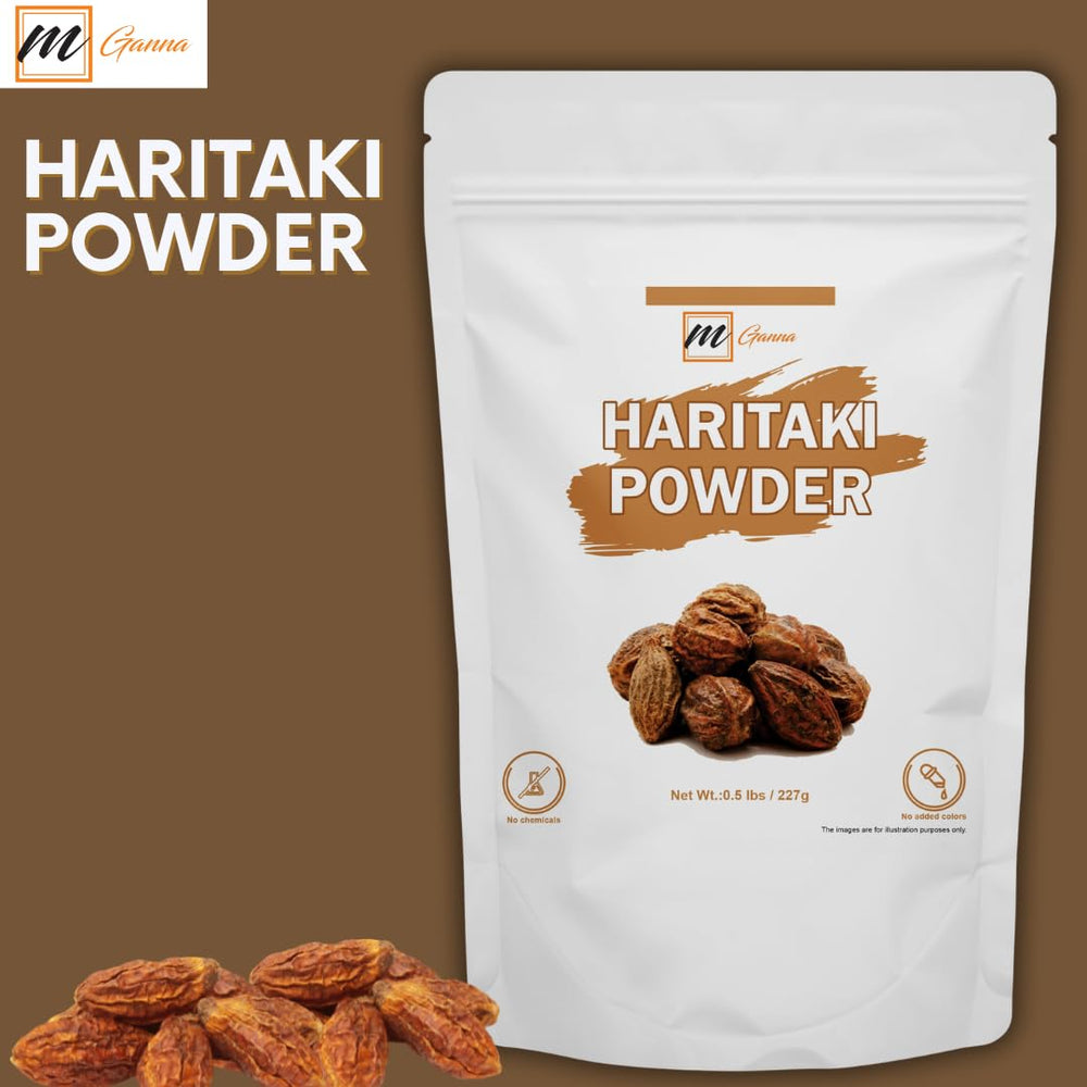 Scoop of mGanna Haritaki powder for skincare recipes