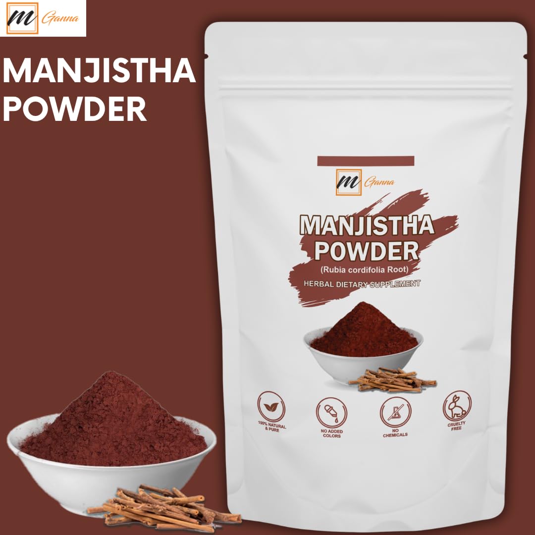 Close-up of Manjistha powder texture for natural skincare blends