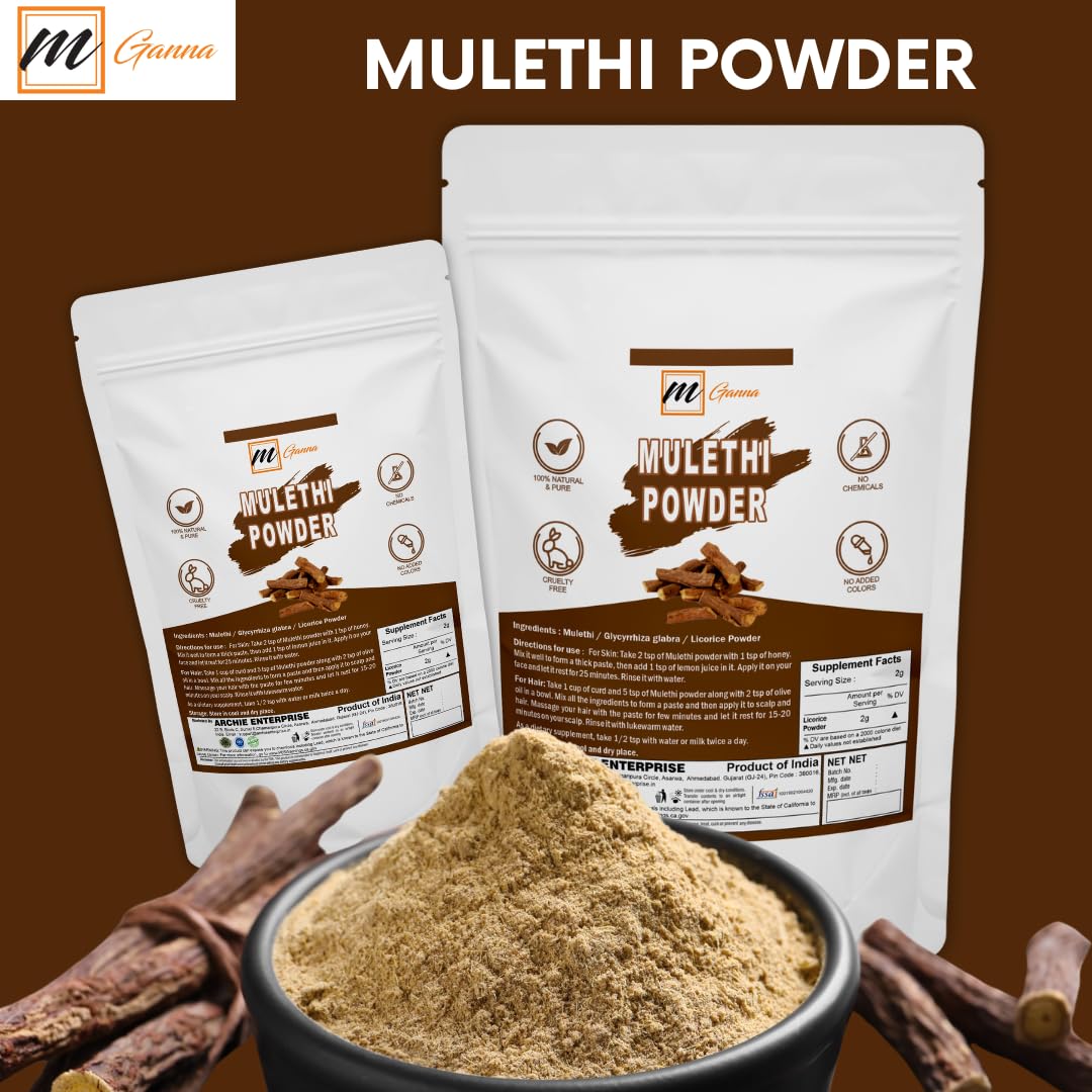 mGanna mulethi powder in a basket illustrating versatile herbal ingredients for DIY routines.