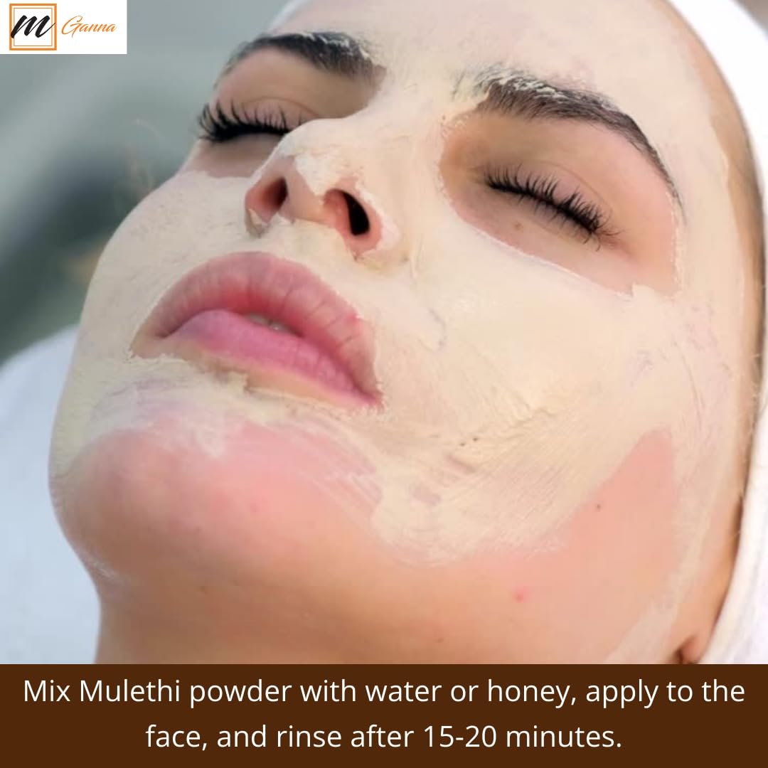 mGanna mulethi powder ingredient visual for natural skincare and wellness recipes.