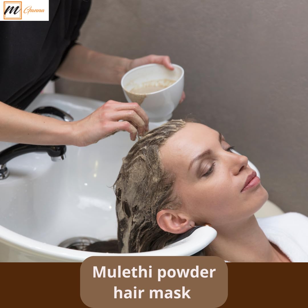 mGanna mulethi powder label highlighting quantity and brand trust for health-conscious shoppers.