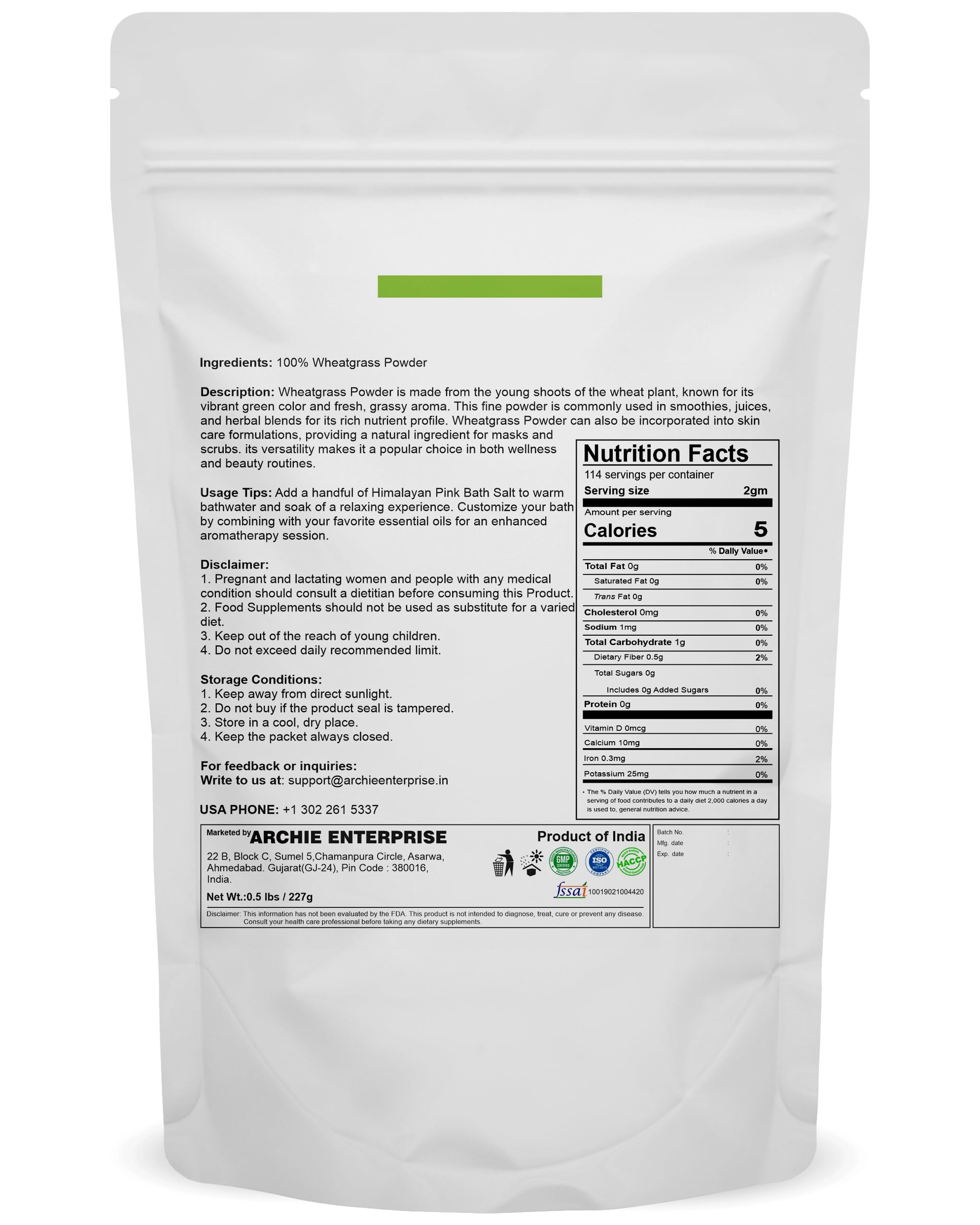 mganna Pure Wheatgrass Powder jar front communicates purity, convenient daily greens boost.