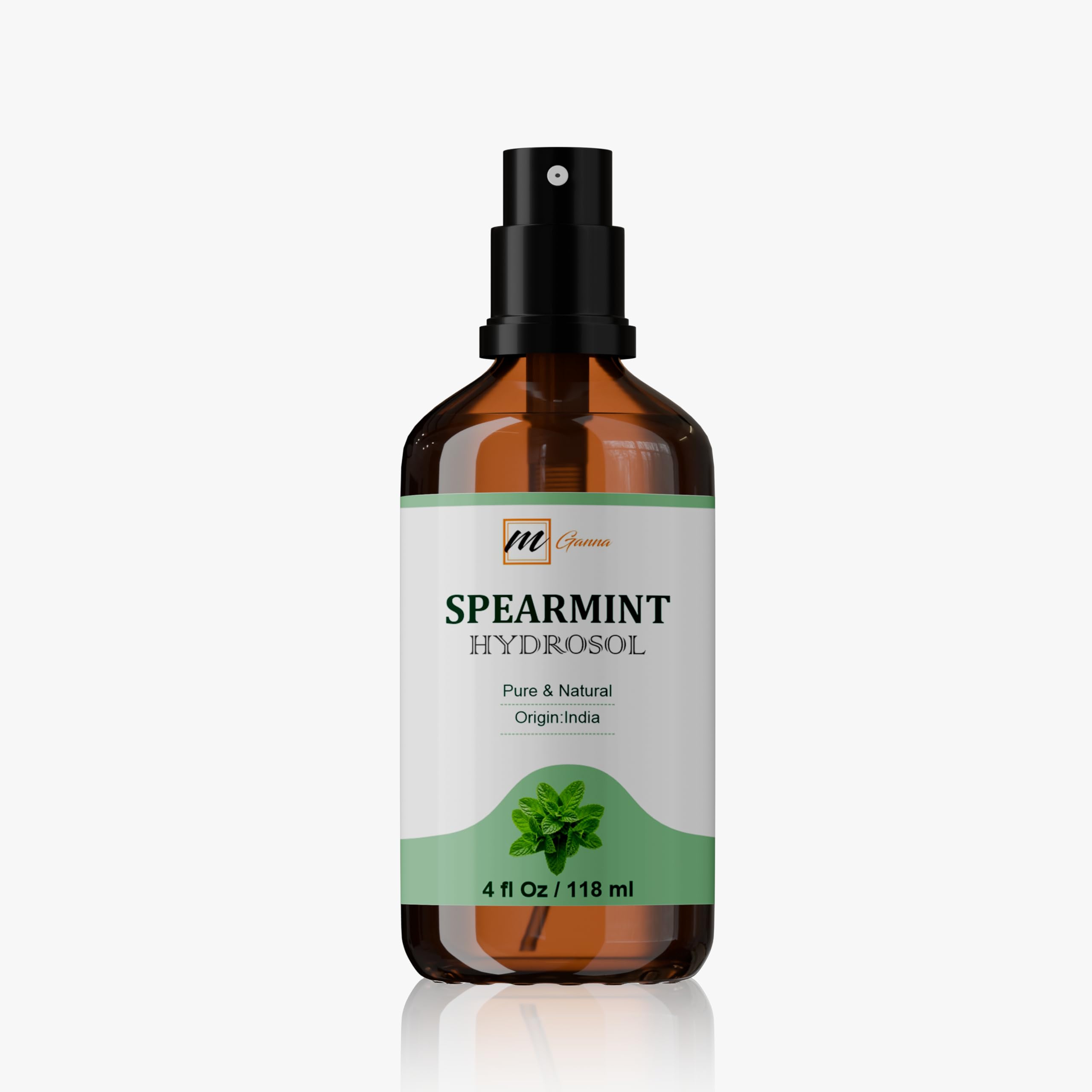 mGanna Spearmint Hydrosol bottle showcasing culinary-friendly, refreshing aroma.