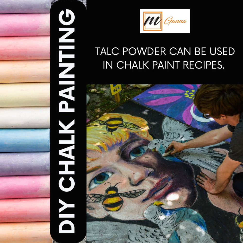 mGanna talc powder in mixing bowl used for facial makeup base.