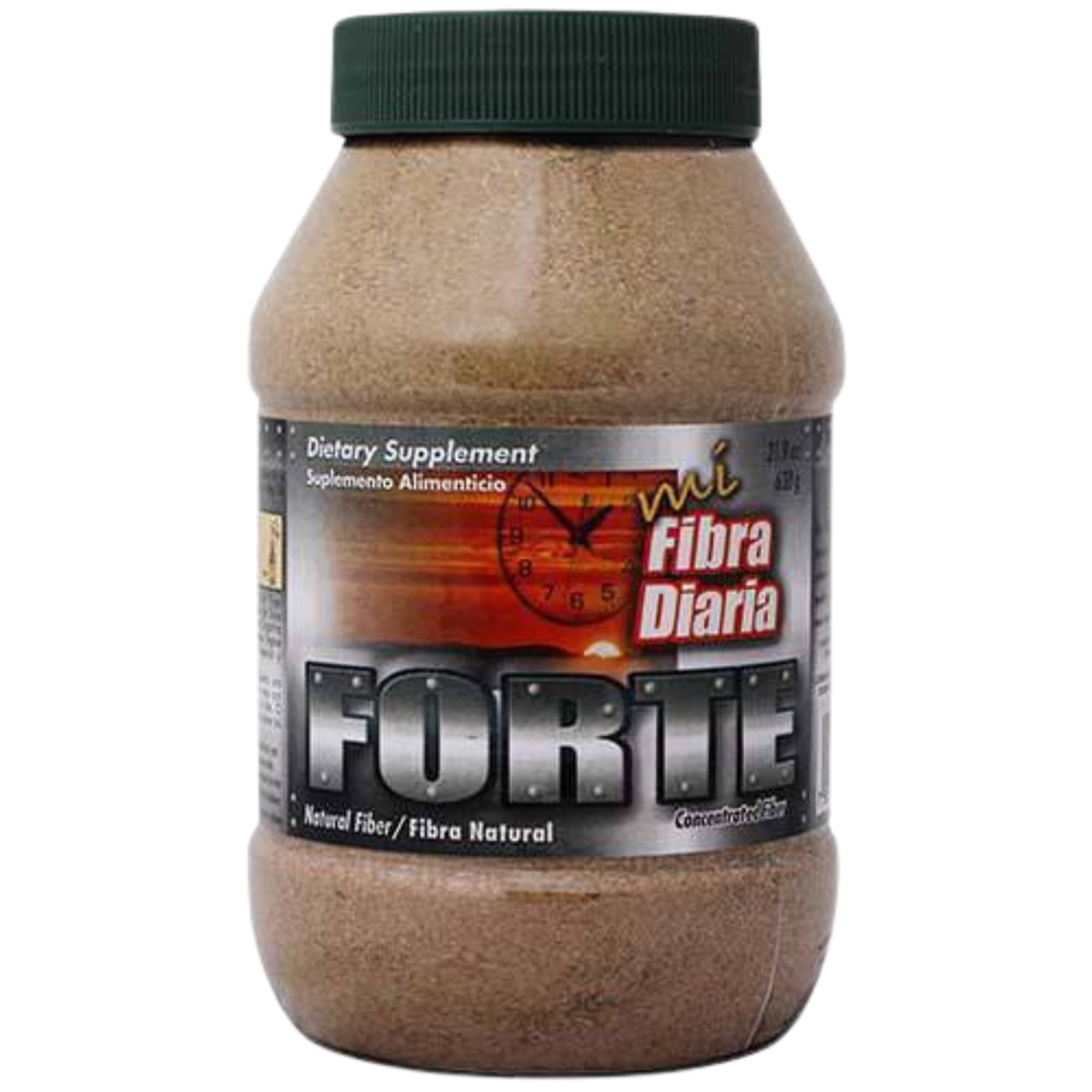 Mi Fibra Diaria Forte bottle front view showing unflavored fiber for daily digestive support.
