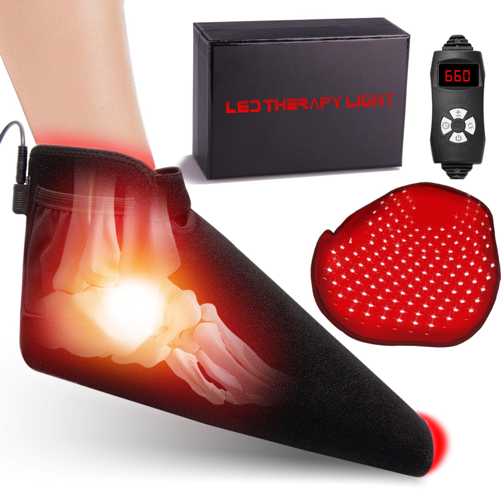Miaimther red light therapy shoe front view delivers soothing warmth for fatigued feet.