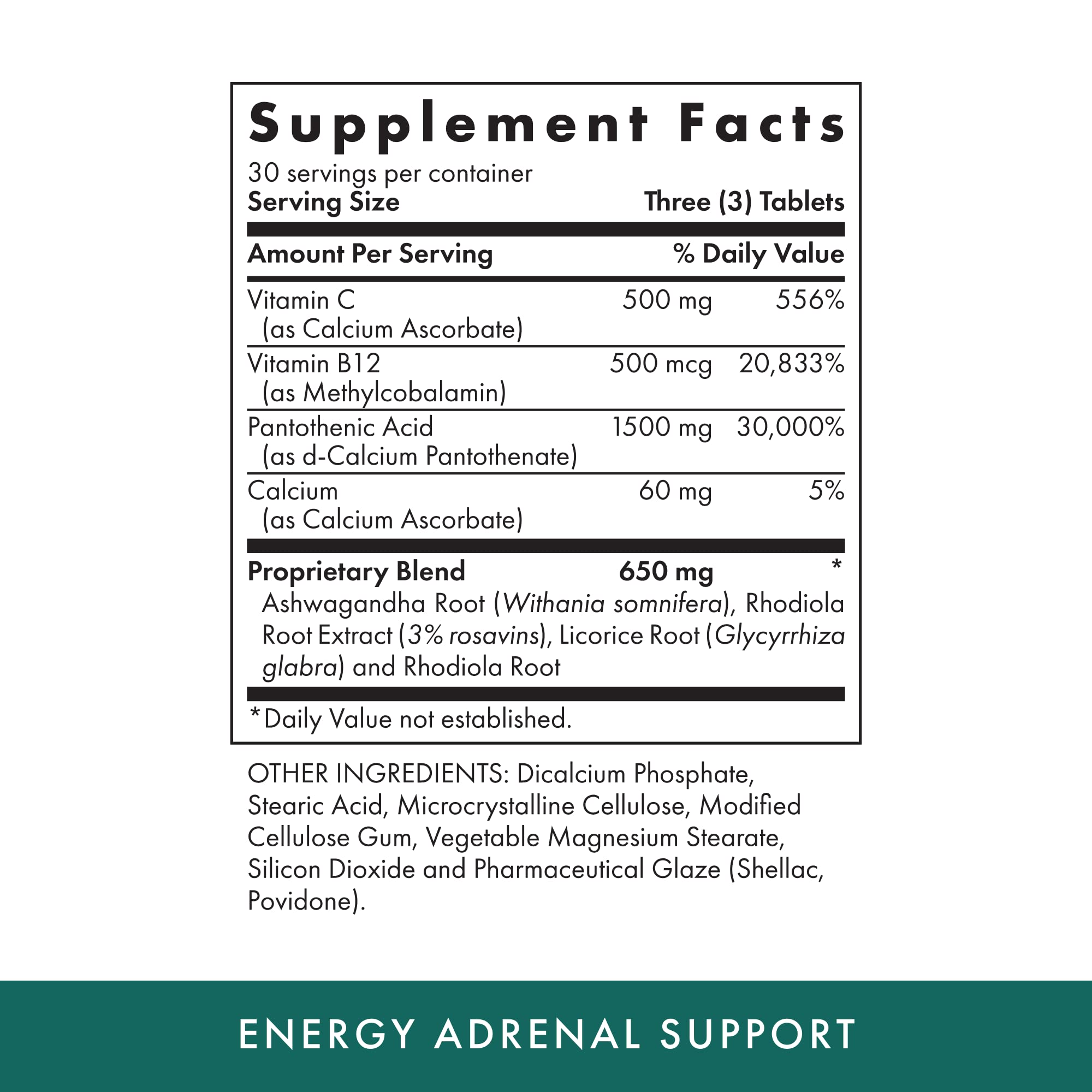 Close-up of the vegan tablets packaging for Michael's Adrenal Xtra