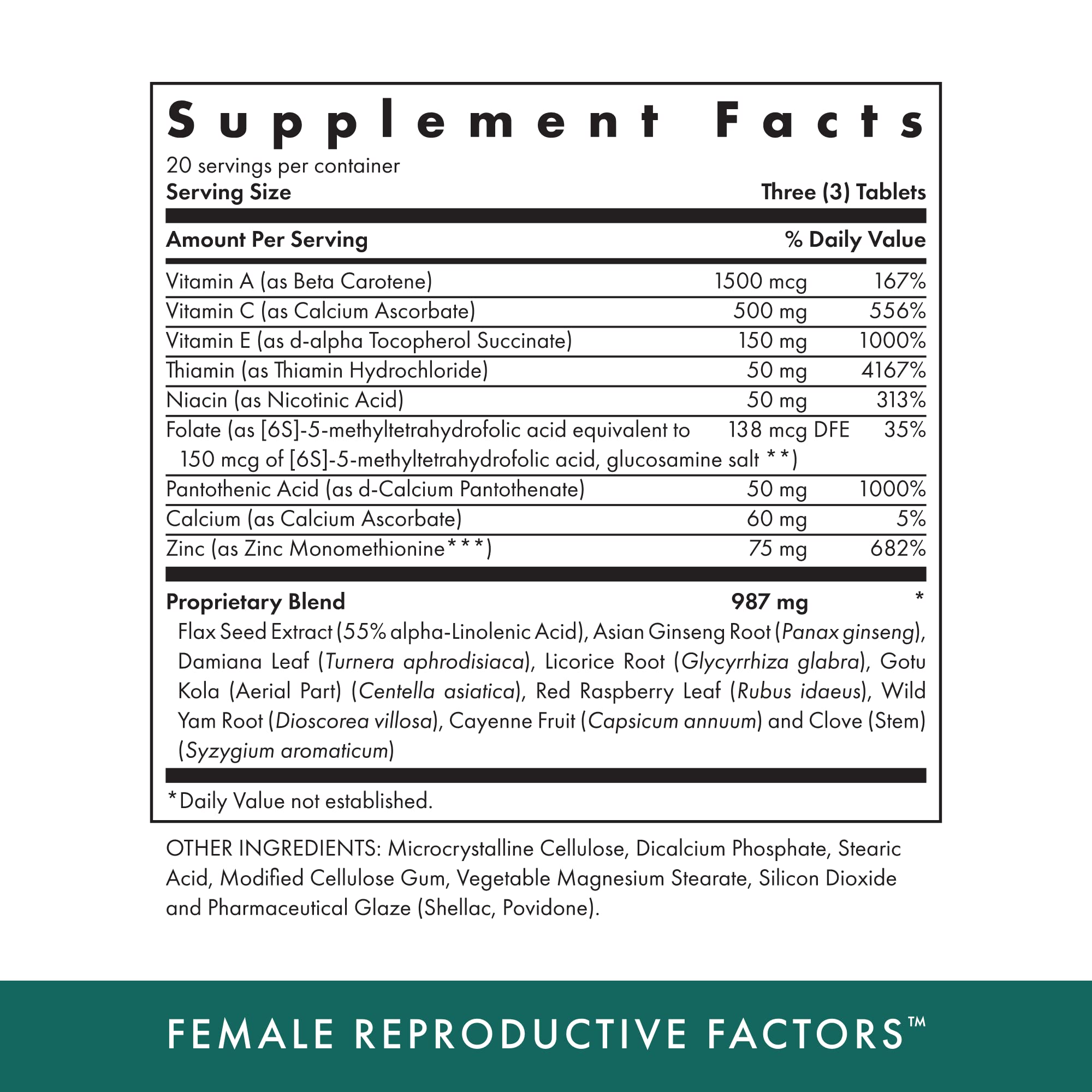 MICHAEL'S Female Reproductive Factors tablets closeup for vegetarian use.