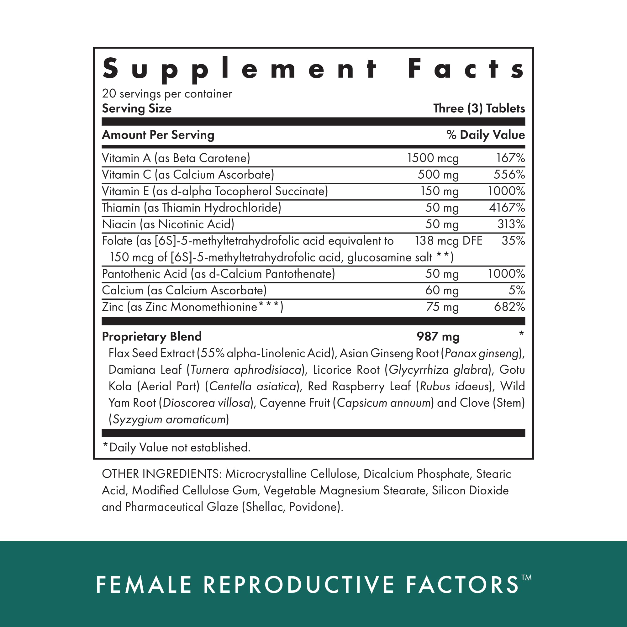 MICHAEL'S Health Naturopathic Female Reproductive Factors bottle, supports cycle and pregnancy health