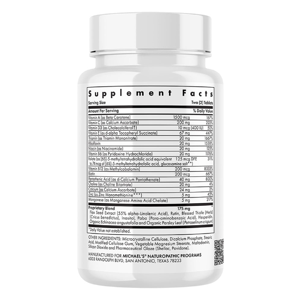 Michael's Health bottle on bright counter illustrating growth and energy.