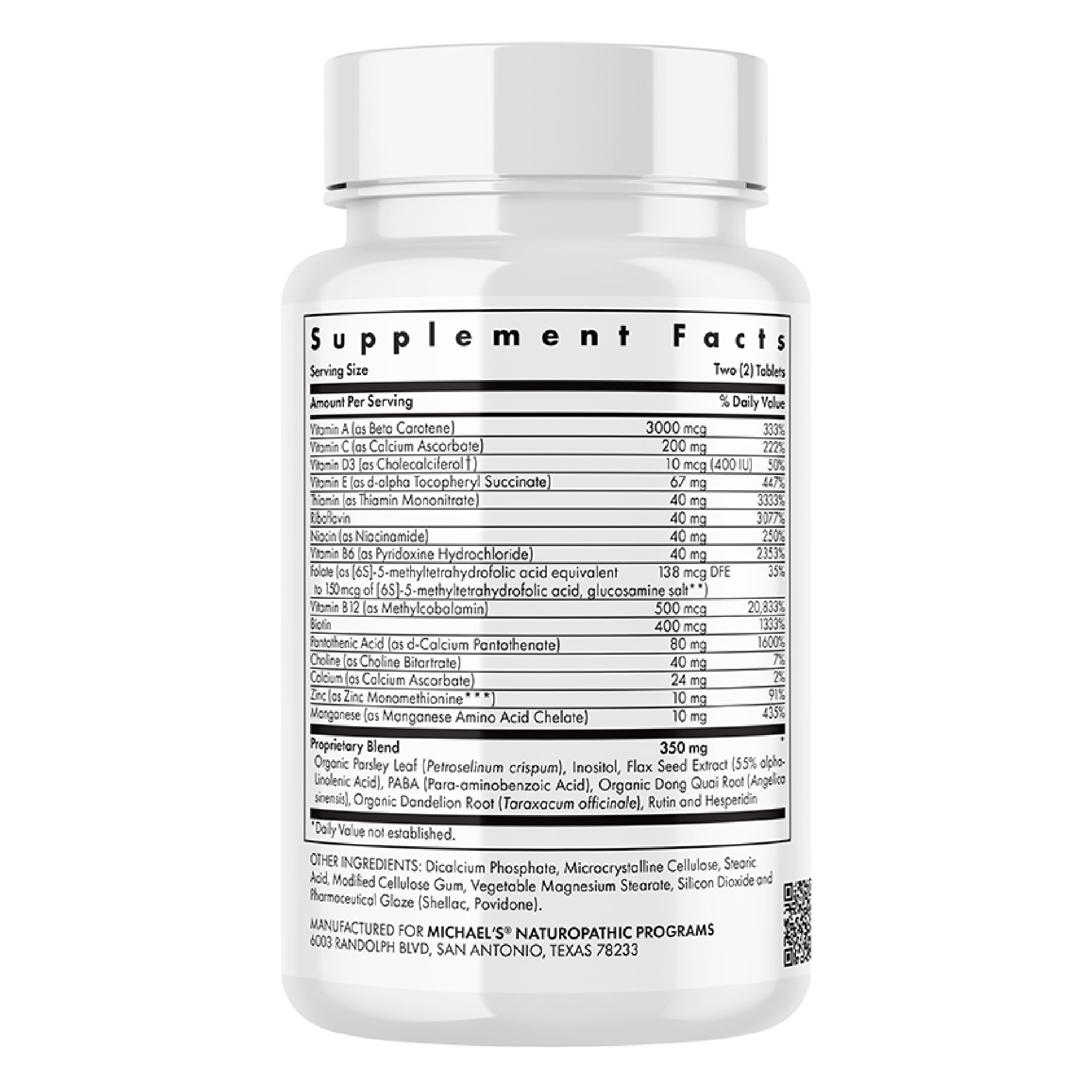 Michael's Health Naturopathic Teen Girls Multivitamin on a morning table with planner for daily routine.