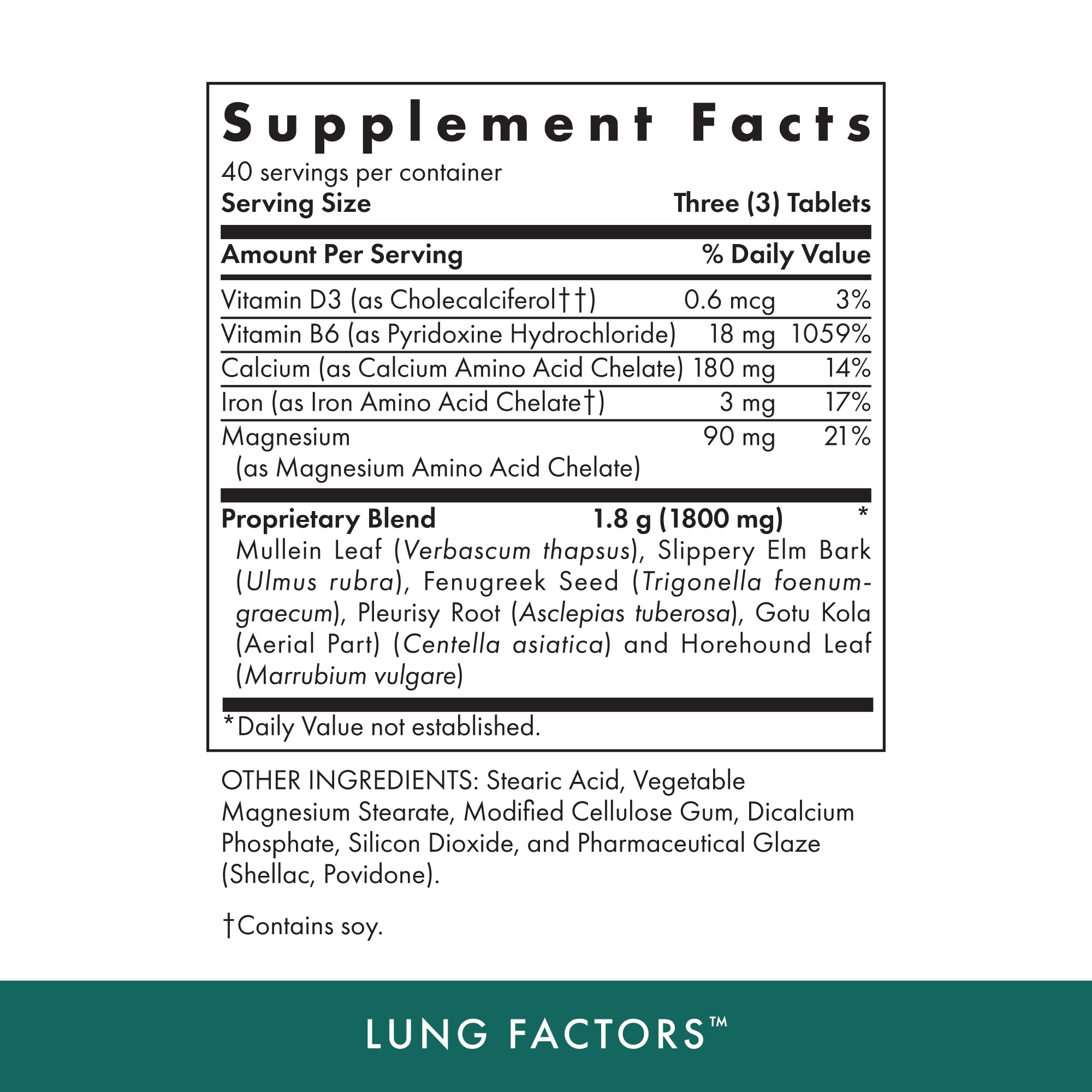 MICHAEL'S Lung Factors label closeup showing ingredients and dosage.