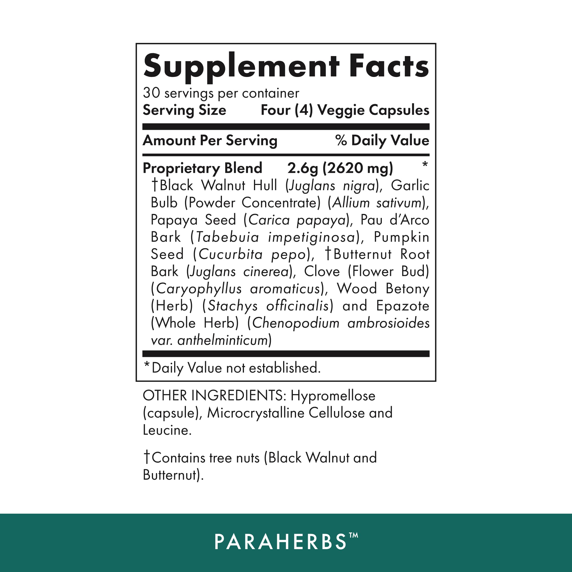 Michael's Paraherbs bottle label close-up highlighting vegetarian, kosher capsules.