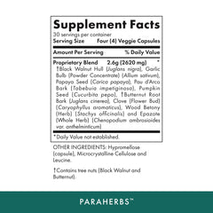 Michael's Paraherbs bottle label close-up highlighting vegetarian, kosher capsules.