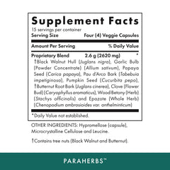 MICHAEL'S Paraherbs bottle label highlights kosher vegetarian capsules for gut health