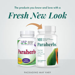 Michael's Paraherbs capsules dispensed illustrating travel-ready gut support.
