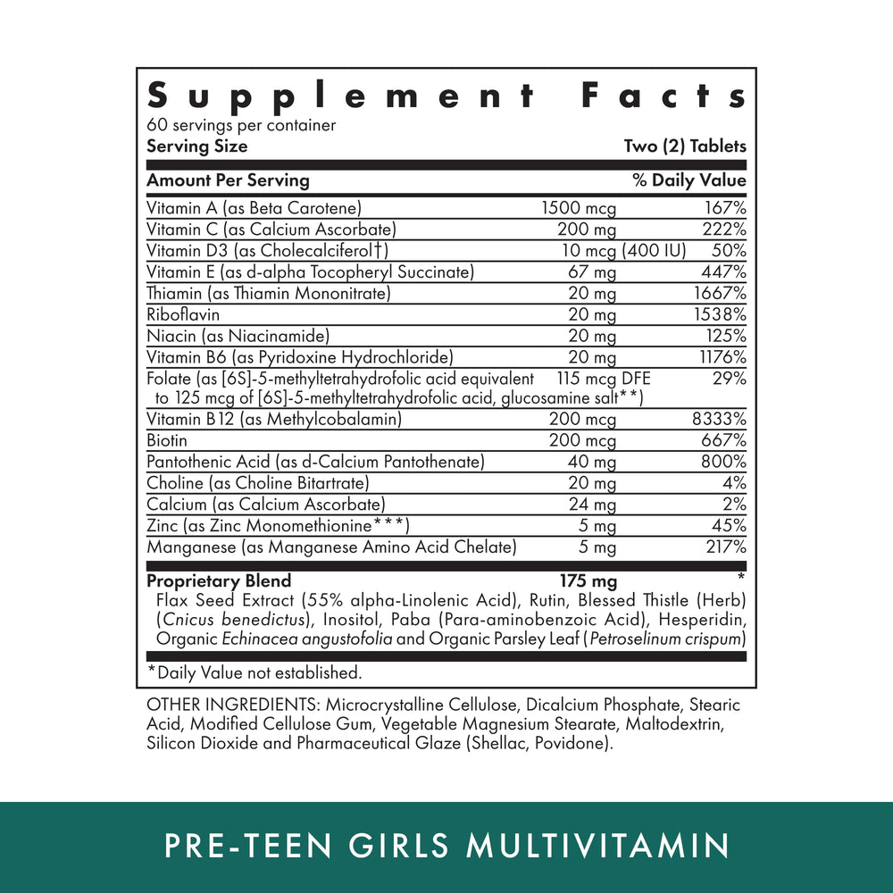 MICHAEL'S preteen girls multivitamin tablets close-up for energy support