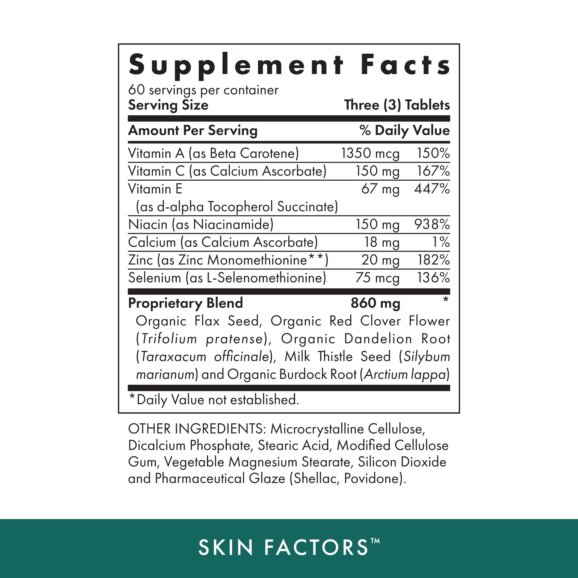 MICHAEL'S Skin Factors tablets close-up highlighting vegetarian capsules for skin support.