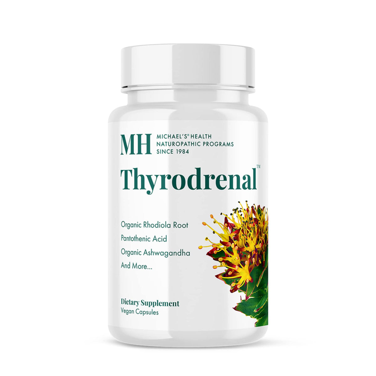 MICHAEL'S Thyrodrenal bottle with vegan capsules for thyroid and adrenal support.