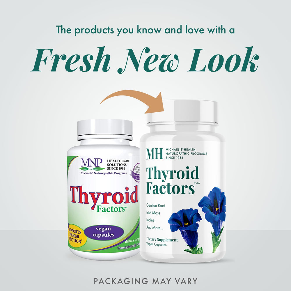 MICHAEL'S Thyroid Factors capsules closeup highlighting non-stimulant formula