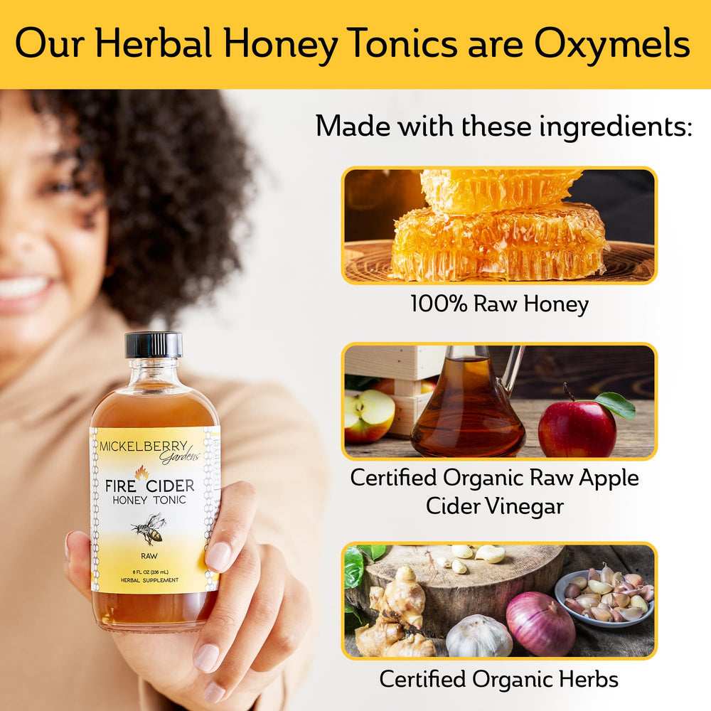 Mickelberry Gardens Fire Cider ginger root slices suggest zesty, aromatic addition.