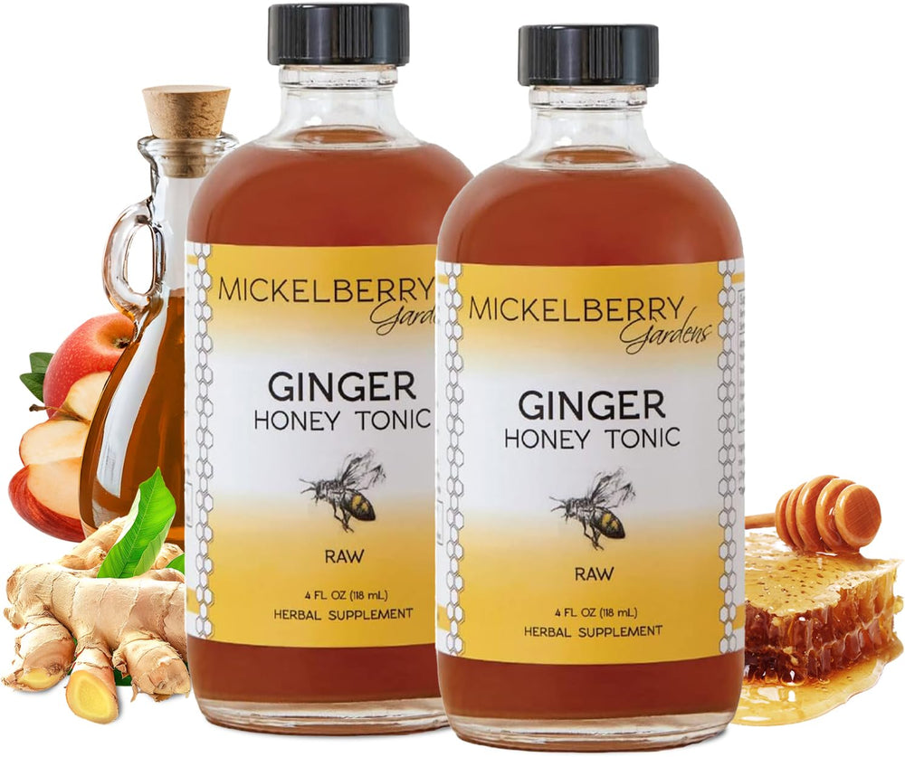 Mickelberry Gardens Ginger Honey Tonic bottle for a daily wellness sip