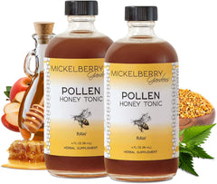 Mickelberry Gardens Pollen Honey Tonic bottle front for daily respiratory comfort.