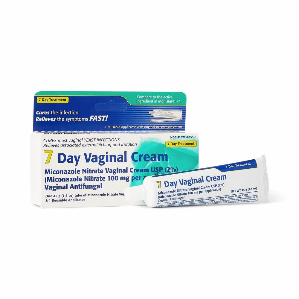 Miconazole-7 vaginal cream applicator image enables precise, hygienic administration.