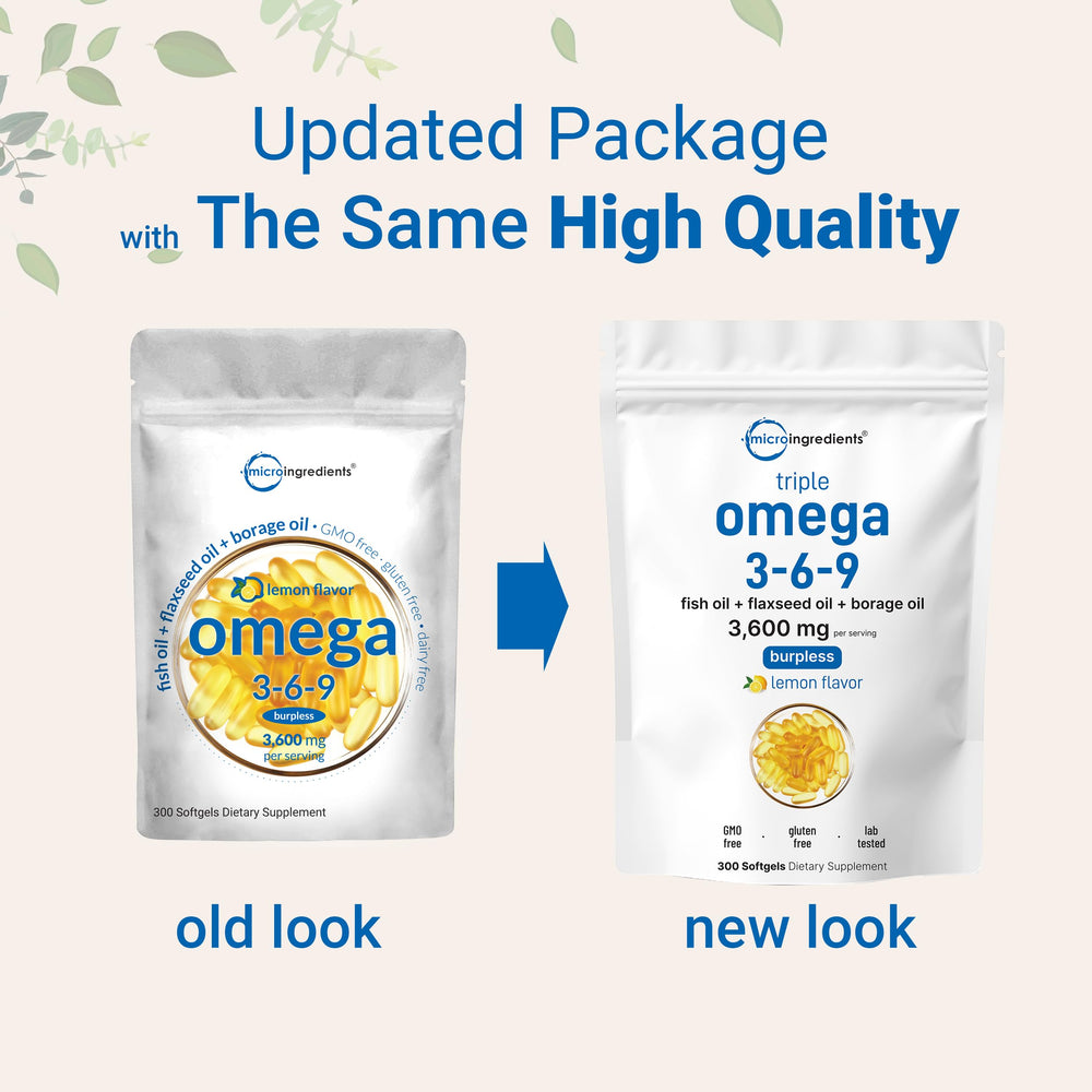 Micro Ingredients 1200mg per serving show balanced fish, flaxseed, and borage oils.