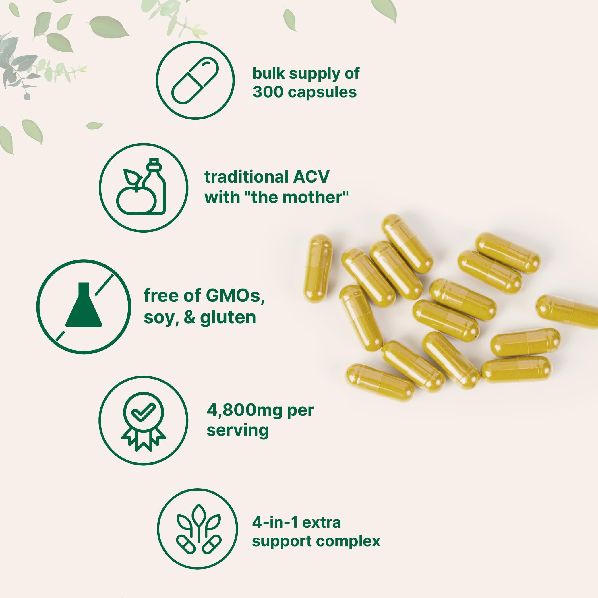 Micro Ingredients Apple Cider Vinegar Capsules label with The Mother for gut balance