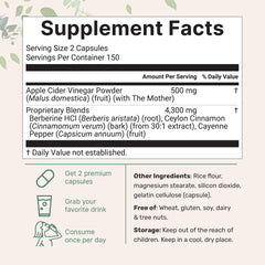 Micro Ingredients Apple Cider Vinegar Capsules two-capsule serving for consistency