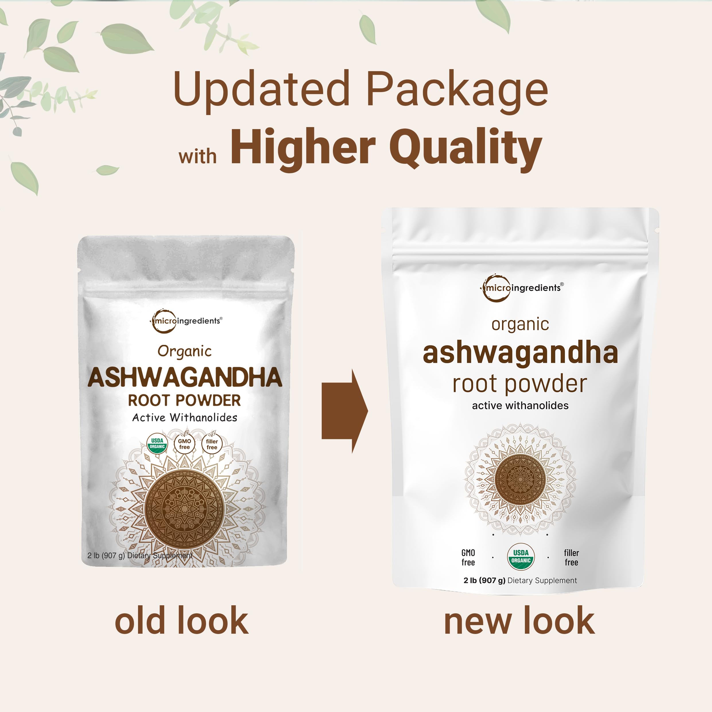 Micro Ingredients Ashwagandha powder bottle displayed on shelf