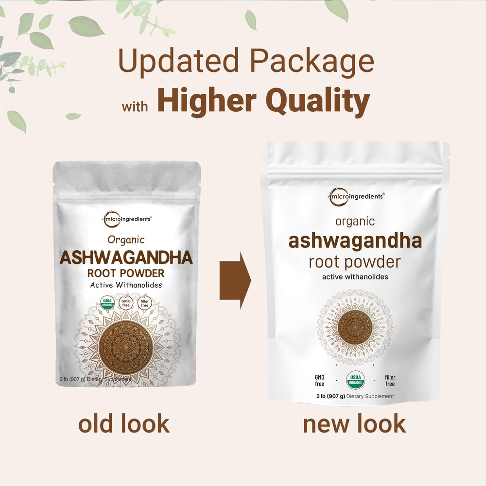 Micro Ingredients Ashwagandha powder bottle displayed on shelf