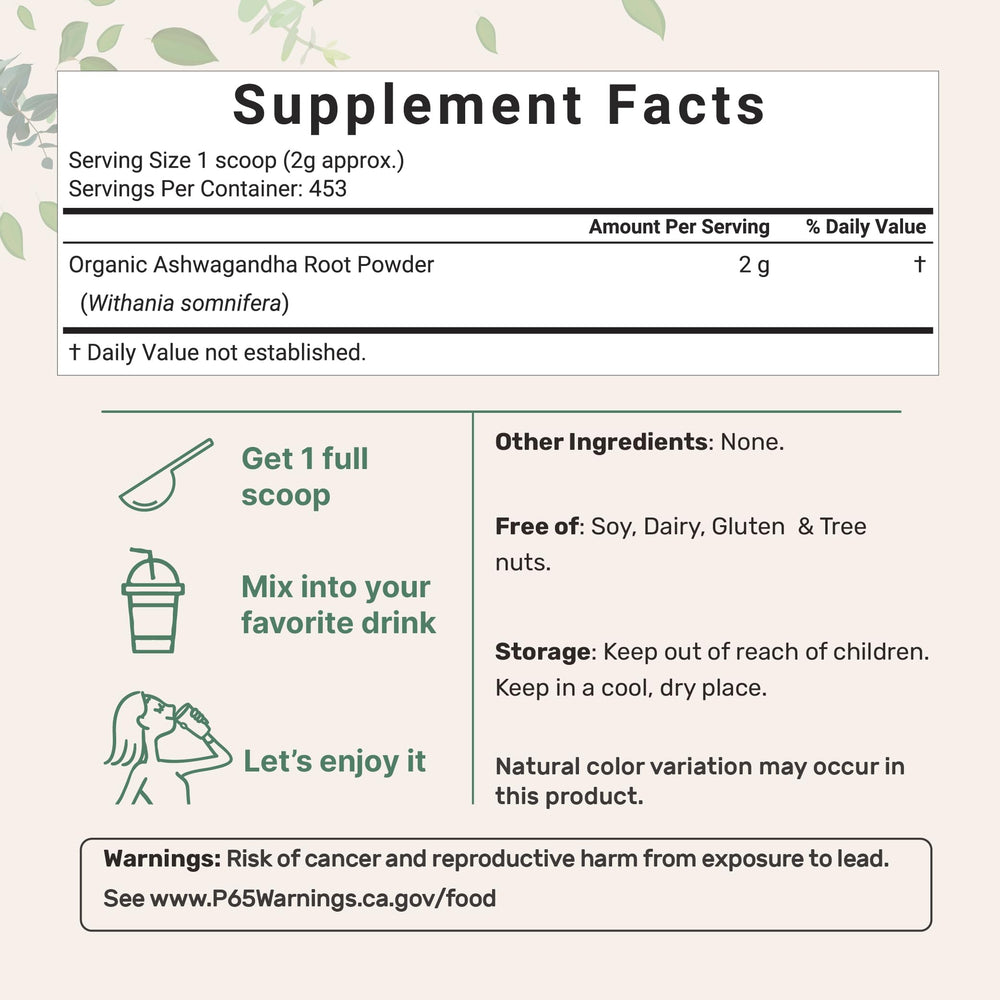 Micro Ingredients Ashwagandha powder with scoop for daily use