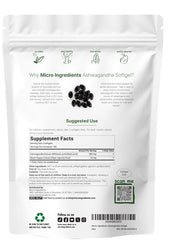 Micro Ingredients Ashwagandha softgels pour for easy daily intake.