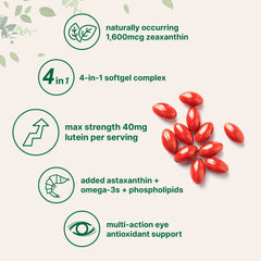 Astaxanthin and omega-3 enriched softgels from Micro Ingredients for antioxidant eye nutrition.