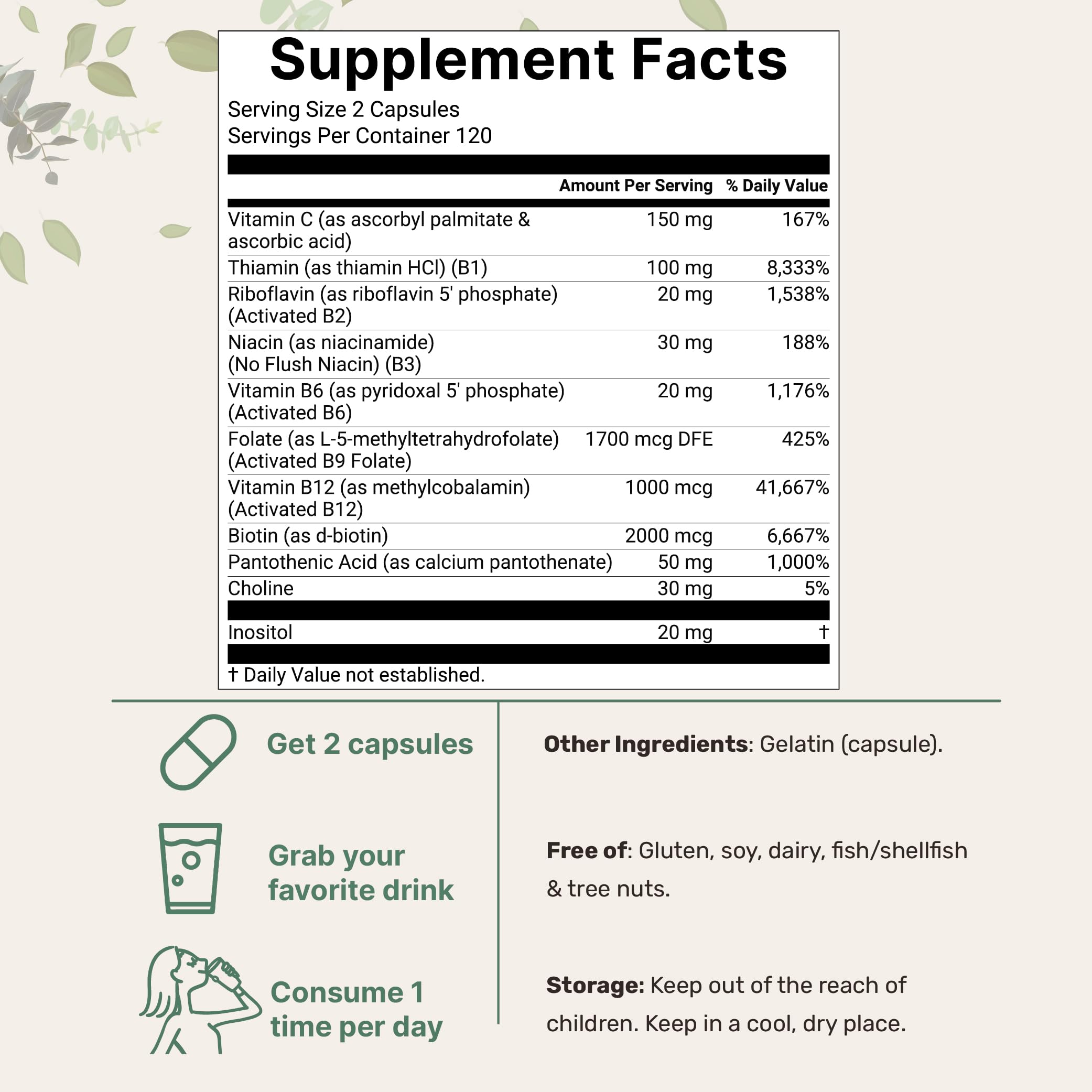 Micro Ingredients B Complex capsules close-up for consistent daily energy.