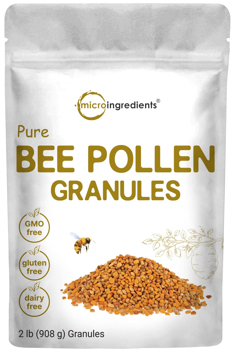 Micro Ingredients bee pollen granules bag show nutrient-dense superfood for smoothies