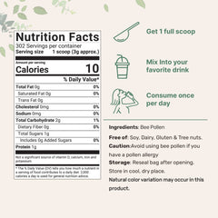 Micro Ingredients bee pollen granules bottle closeup reveals natural, unprocessed freshness