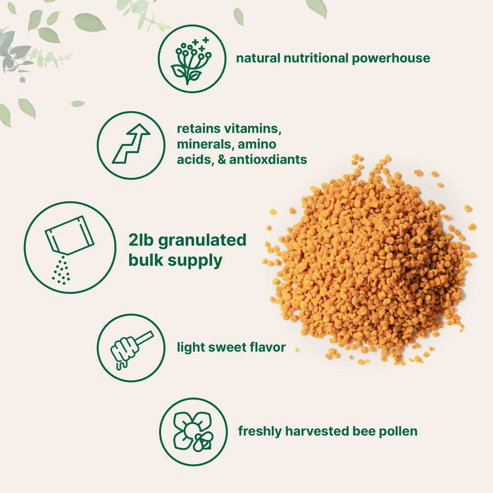 Micro Ingredients bee pollen granules texture scoop highlights fine granules for easy measurement