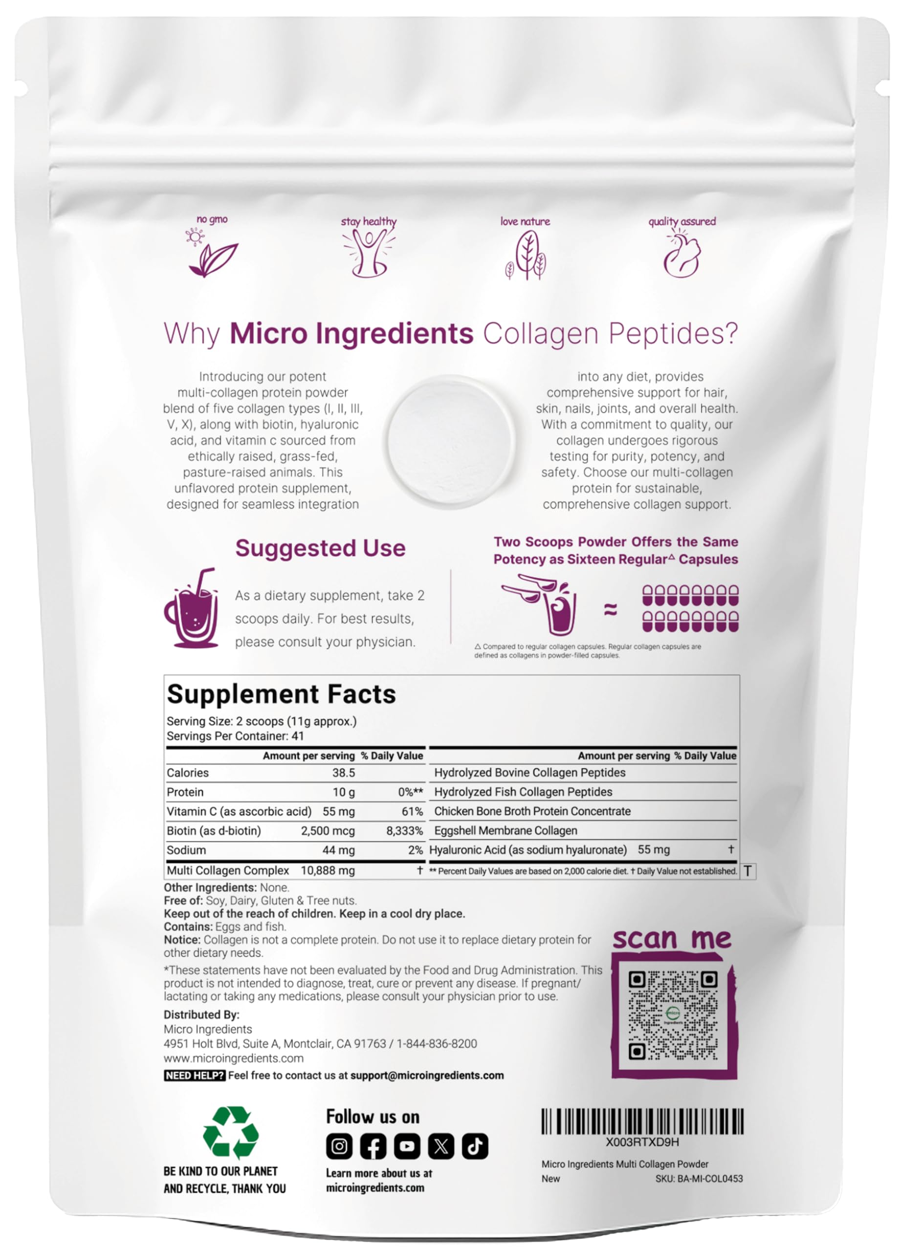 Measuring scoop with Biotin label suggests easy daily supplementation.