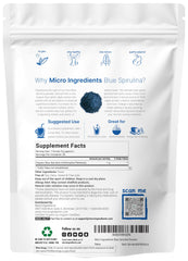Micro Ingredients Blue Spirulina powder scoop ready for 60 servings of smoothies.