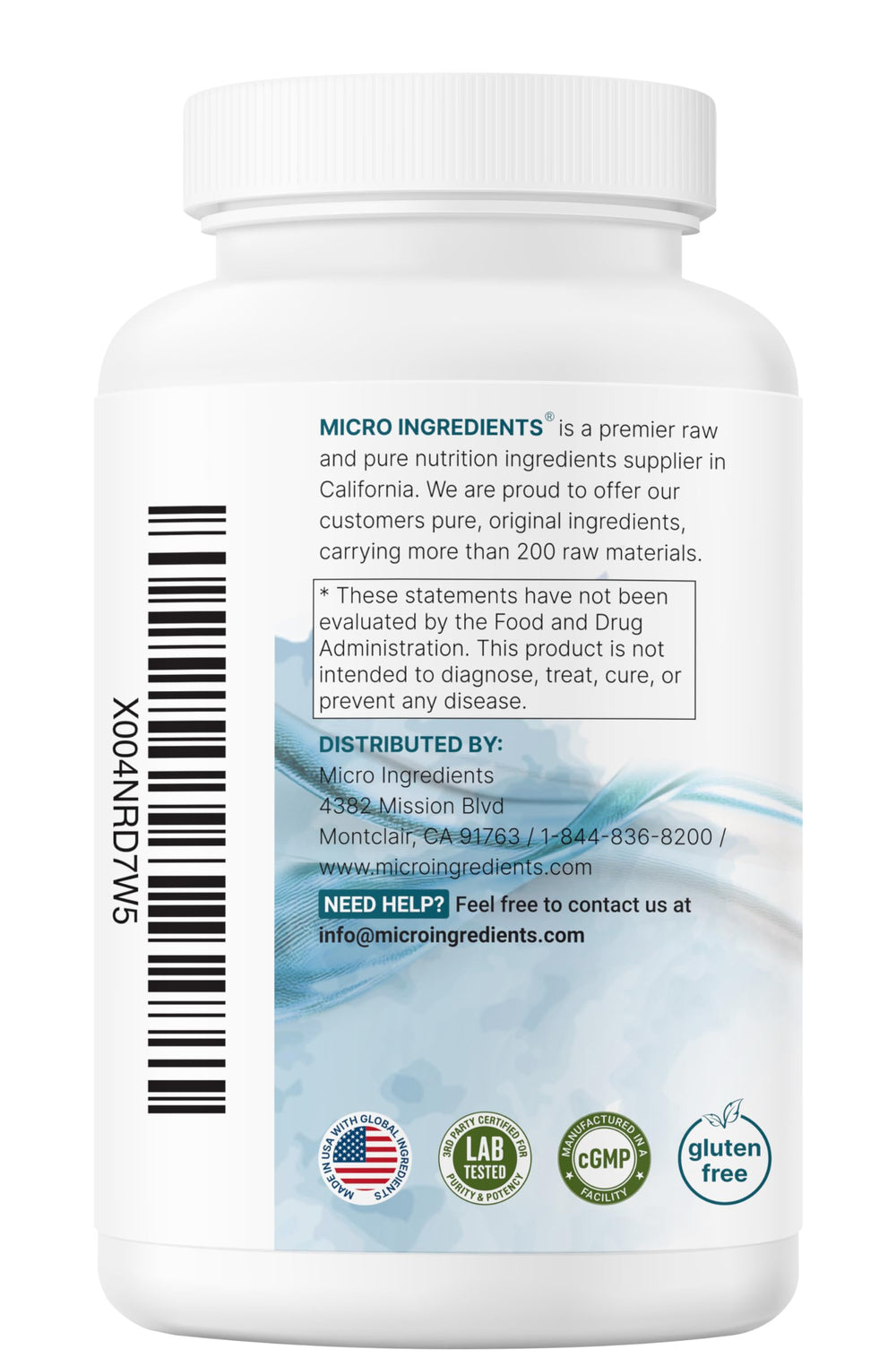 Bottle displays 100 servings claim for Micro Ingredients magnesium citrate supplement.