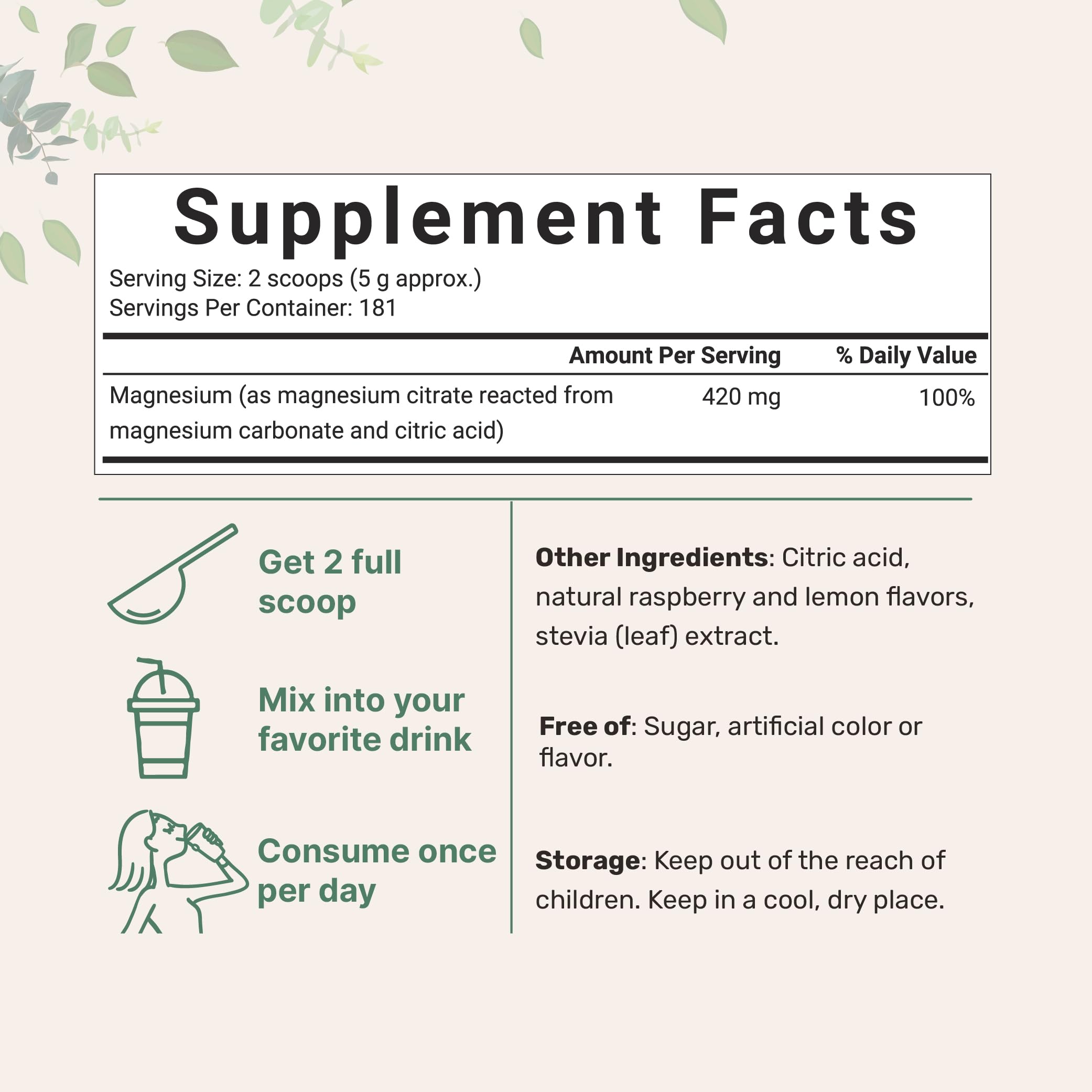 Micro Ingredients Calm Magnesium Powder poured into a glass for a soothing berry beverage.