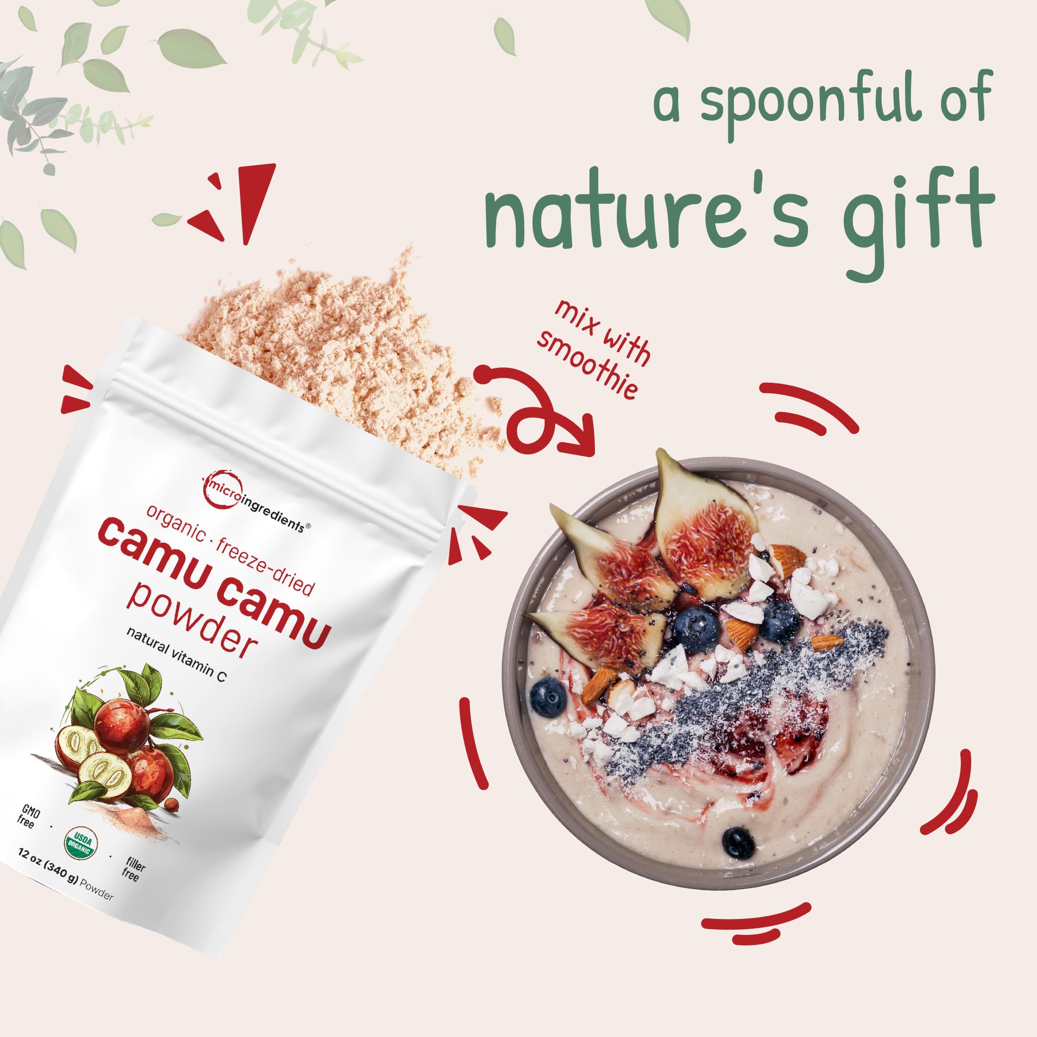 Micro Ingredients camu camu powder smoothie glass with citrus note