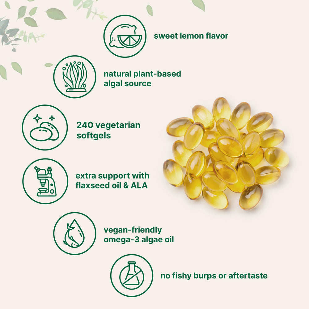 Pouch graphic highlights a 3-softgel serving with DHA and DPA
